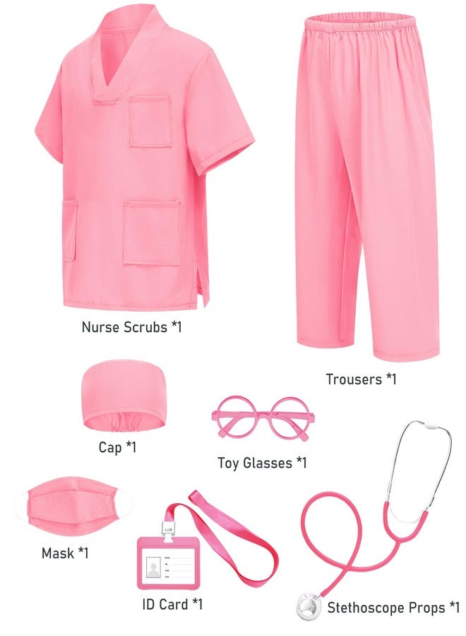 ICECUTE Doctor Scrubs for Kids,7 Pcs Scrubs Costume with Accessories,Halloween Costume for Boy Girls,3-11 Years (Pink, 5-6T) - Image 4